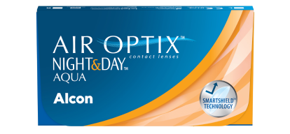 Box of AIR OPTIX Night & Day Aqua contact lenses